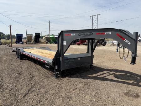 New 2025 Dura-Haul 8x28+4 20k Gooseneck Flatbed Equipment Trailer with Drive Over Fenders