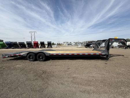New 2025 Dura-Haul 8x28+4 20k Gooseneck Flatbed Equipment Trailer with Drive Over Fenders