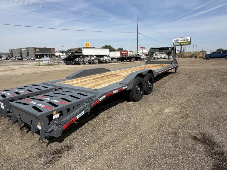 New 2025 Dura-Haul 8x28+4 20k Gooseneck Flatbed Equipment Trailer with Drive Over Fenders