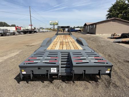 New 2025 Dura-Haul 8x28+4 20k Gooseneck Flatbed Equipment Trailer with Drive Over Fenders