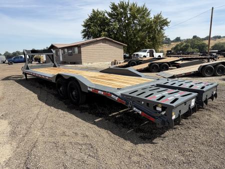 New 2025 Dura-Haul 8x28+4 20k Gooseneck Flatbed Equipment Trailer with Drive Over Fenders