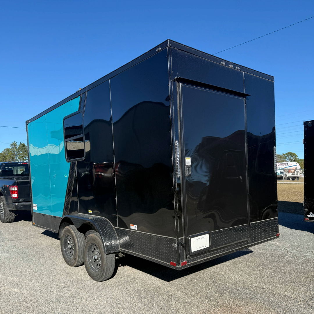 New 7X16TA Water Blue & Black Pet Grooming Trailer