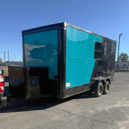 New 7X16TA Water Blue & Black Pet Grooming Trailer