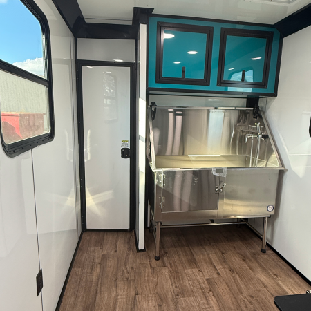 New 7X16TA Water Blue & Black Pet Grooming Trailer