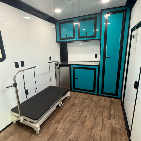 New 7X16TA Water Blue & Black Pet Grooming Trailer