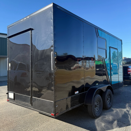 New 7X16TA Water Blue & Black Pet Grooming Trailer
