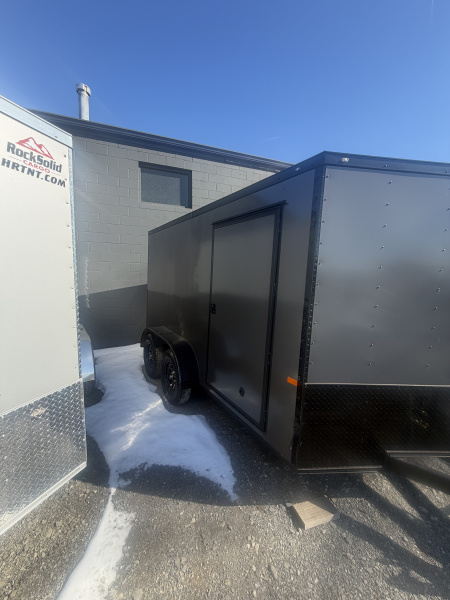 New 2026 Rock Solid Cargo 7 X 12 TA- 3500 LB Cargo / Enclosed Trailer *CHARCOAL W/ BLACK