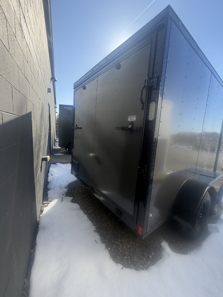 New 2026 Rock Solid Cargo 7 X 12 TA- 3500 LB Cargo / Enclosed Trailer *CHARCOAL W/ BLACK