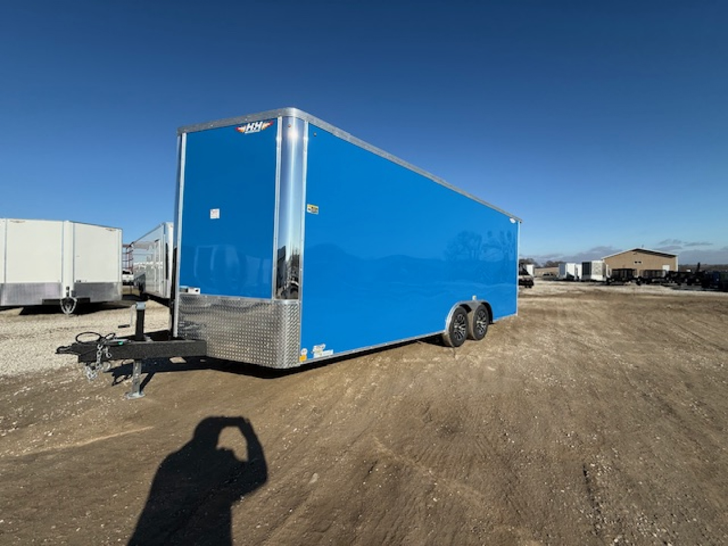 New 2026 H&H Blue 8.5'x20' 10k Flat Top V-Nose Enclosed Cargo Trailer