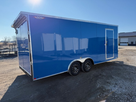 New 2026 H&H Blue 8.5'x20' 10k Flat Top V-Nose Enclosed Cargo Trailer