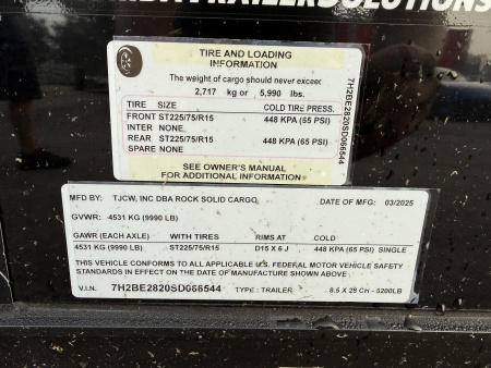 Used 2025 Rock Solid Cargo 8.5x28 10K Black Out Package Rear Ramp Door Car Hauler