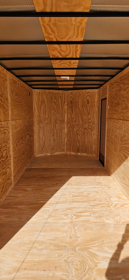 New 2026 Family Trailer 7x16 Tandem Axles Cargo / Enclosed Trailer-Screwless Exterior-Blackout Pkg.-Rear Spoiler