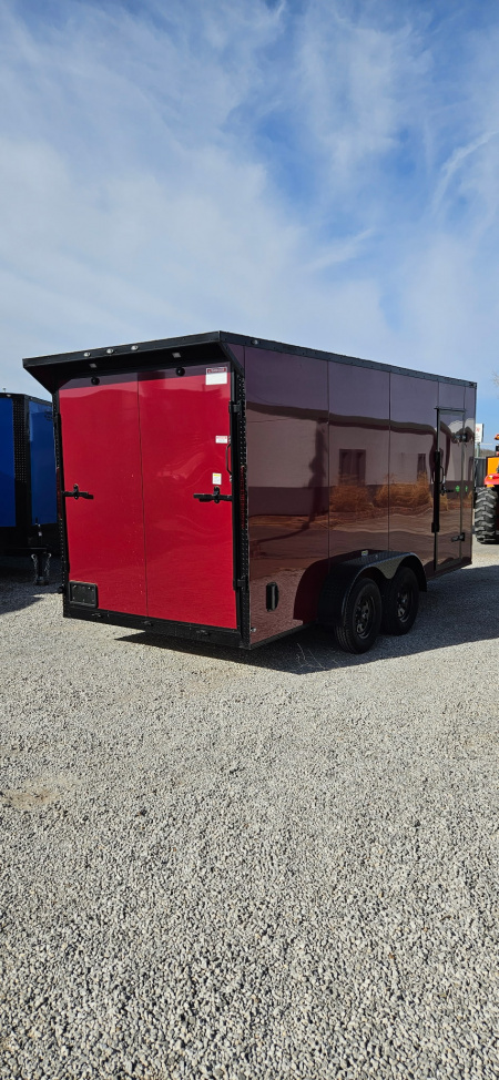 New 2026 Family Trailer 7x16 Tandem Axles Cargo / Enclosed Trailer-Screwless Exterior-Blackout Pkg.-Rear Spoiler