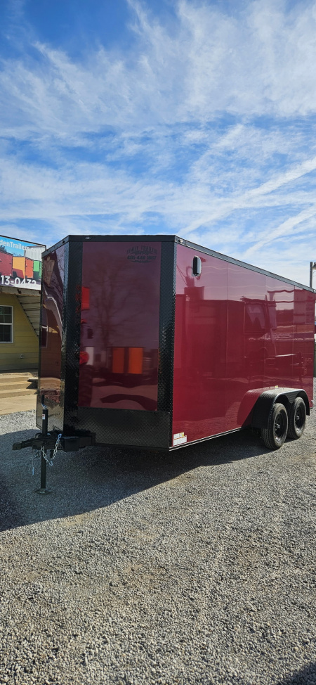 New 2026 Family Trailer 7x16 Tandem Axles Cargo / Enclosed Trailer-Screwless Exterior-Blackout Pkg.-Rear Spoiler