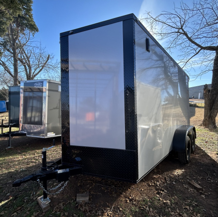 New 2026 Family Trailer 7x14 Tandem Axle Cargo / Enclosed Trailer-ScrewlessExterior-Blackout Pkg-Rear Spoiler