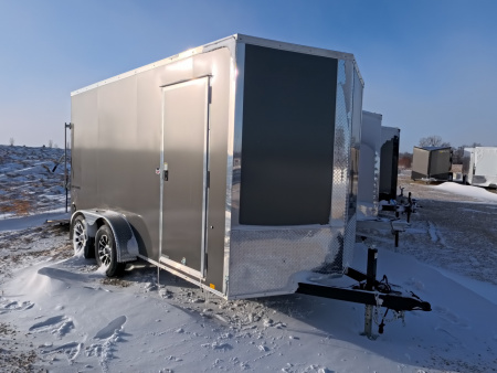 New 2026 Formula Trailers 7 x 14 Traverse Flat Top V-Nose with 7' Wall Height and 7K GVWR - Charcoal