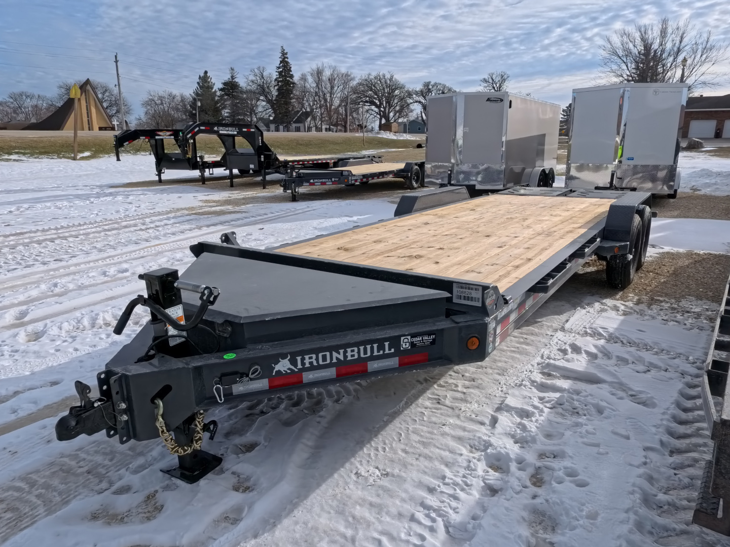 New 2026 Iron Bull 83 x 22 (19+3) EWB Equipment with 14,000 lb. GVWR with Rampage Ramps in Ranch Gray