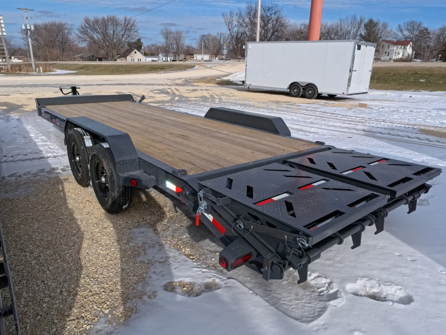 New 2026 Iron Bull 83 x 22 (19+3) EWB Equipment with 14,000 lb. GVWR with Rampage Ramps in Ranch Gray