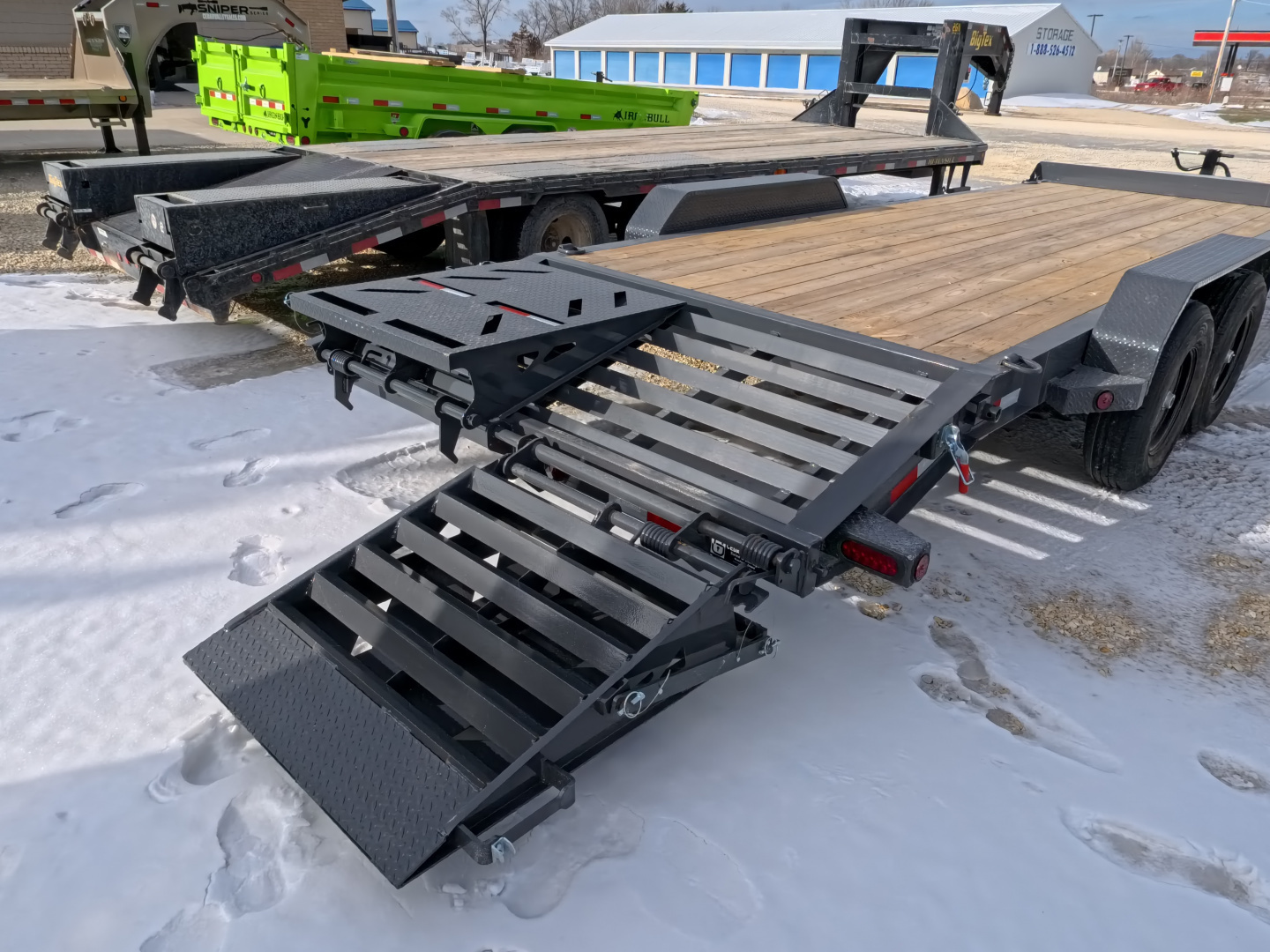 New 2026 Iron Bull 83 x 22 (19+3) EWB Equipment with 14,000 lb. GVWR with Rampage Ramps in Ranch Gray