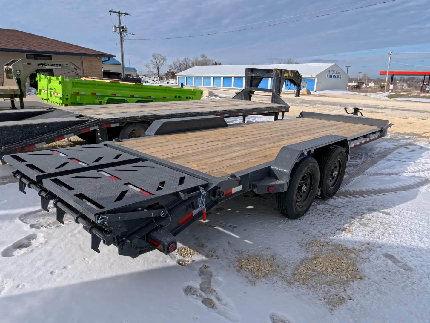 New 2026 Iron Bull 83 x 22 (19+3) EWB Equipment with 14,000 lb. GVWR with Rampage Ramps in Ranch Gray