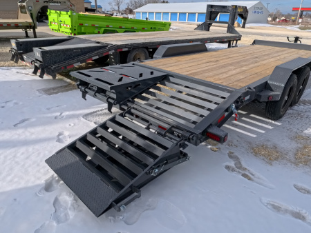 New 2026 Iron Bull 83 x 22 (19+3) EWB Equipment with 14,000 lb. GVWR with Rampage Ramps in Ranch Gray