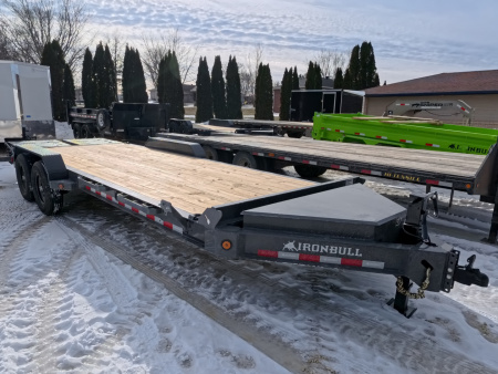 New 2026 Iron Bull 83 x 22 (19+3) EWB Equipment with 14,000 lb. GVWR with Rampage Ramps in Ranch Gray