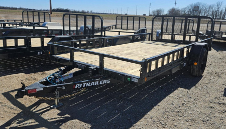 New 2026 PJ TRAILERS 14' x 83 in. Single 5200# Brake Axle Channel Utility Trailer