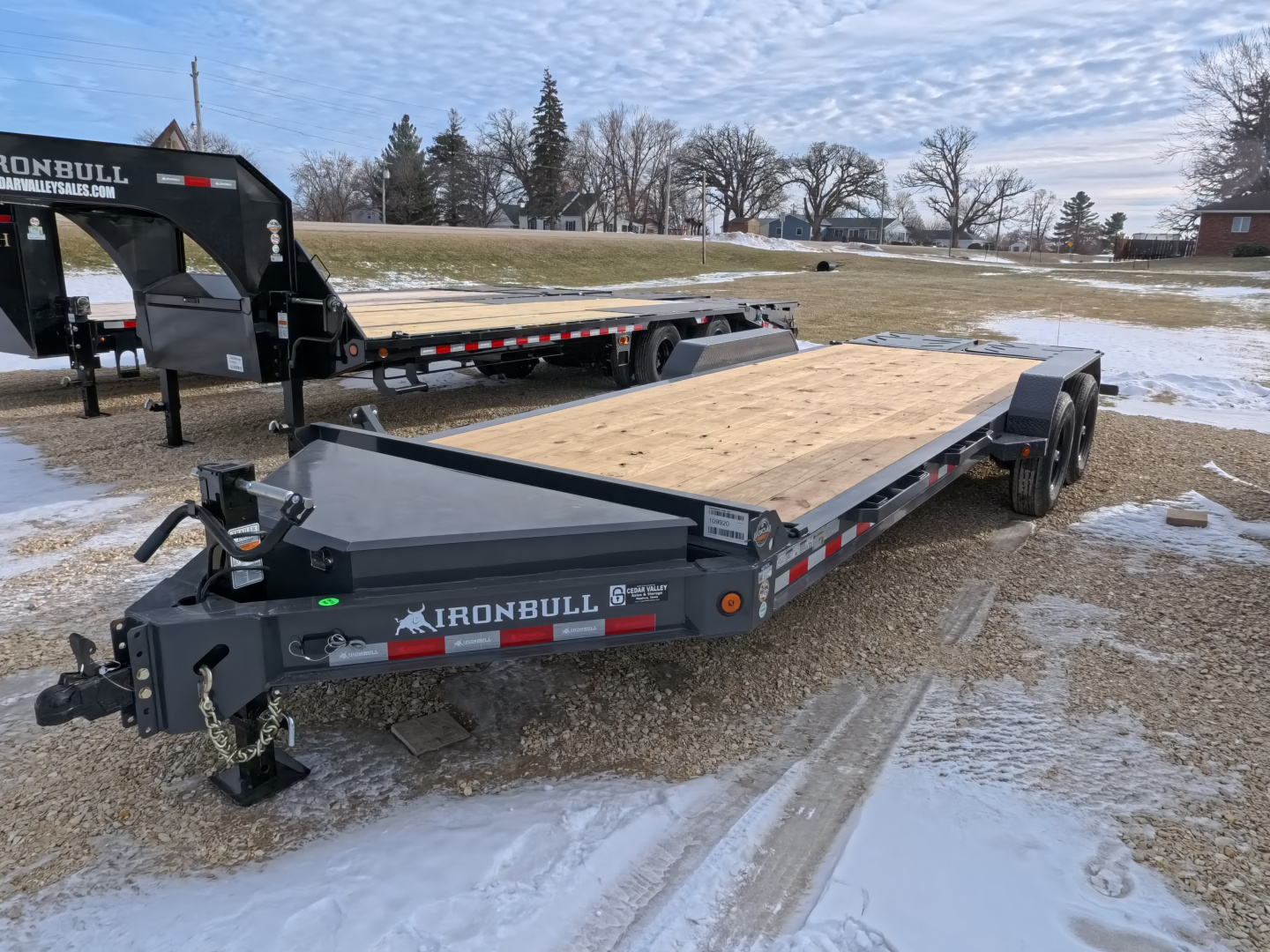 New 2026 Iron Bull 83 x 22 (19+3) EWB Equipment with 14,000 lb. GVWR with Rampage Ramps in Ranch Gray