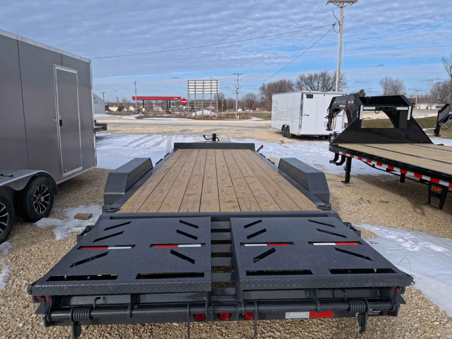 New 2026 Iron Bull 83 x 22 (19+3) EWB Equipment with 14,000 lb. GVWR with Rampage Ramps in Ranch Gray