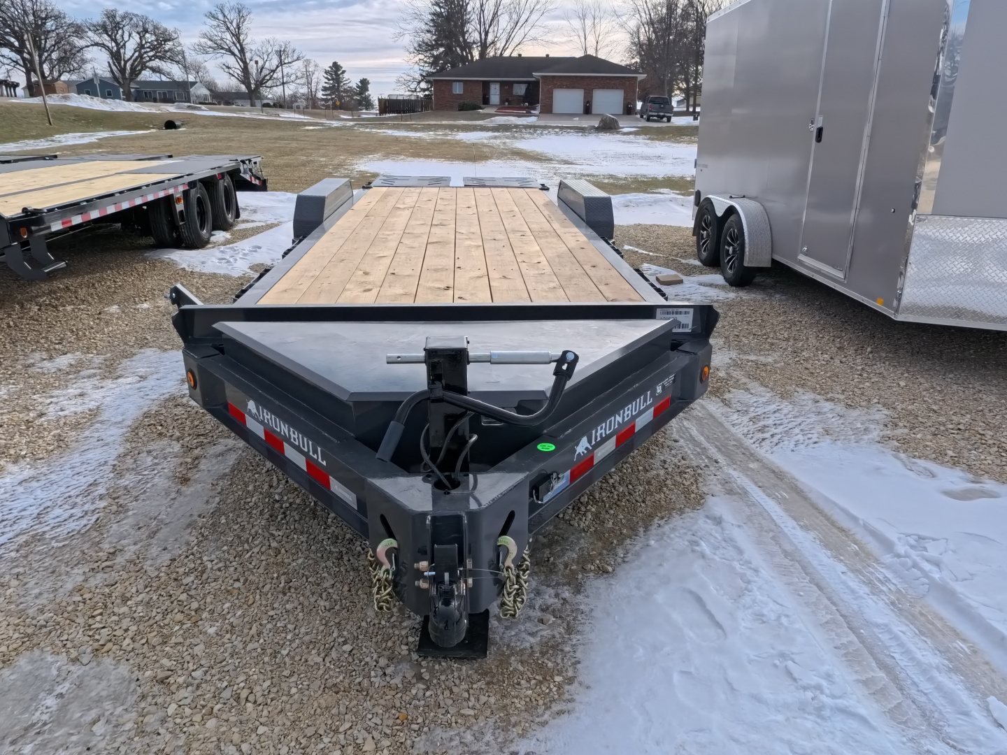 New 2026 Iron Bull 83 x 22 (19+3) EWB Equipment with 14,000 lb. GVWR with Rampage Ramps in Ranch Gray