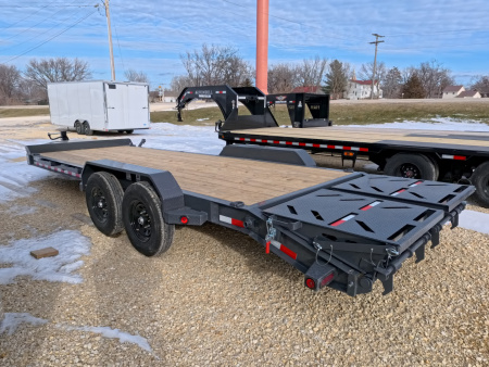 New 2026 Iron Bull 83 x 22 (19+3) EWB Equipment with 14,000 lb. GVWR with Rampage Ramps in Ranch Gray