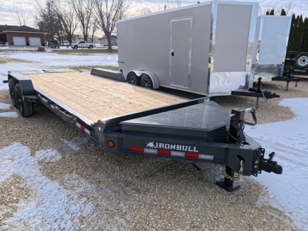 New 2026 Iron Bull 83 x 22 (19+3) EWB Equipment with 14,000 lb. GVWR with Rampage Ramps in Ranch Gray