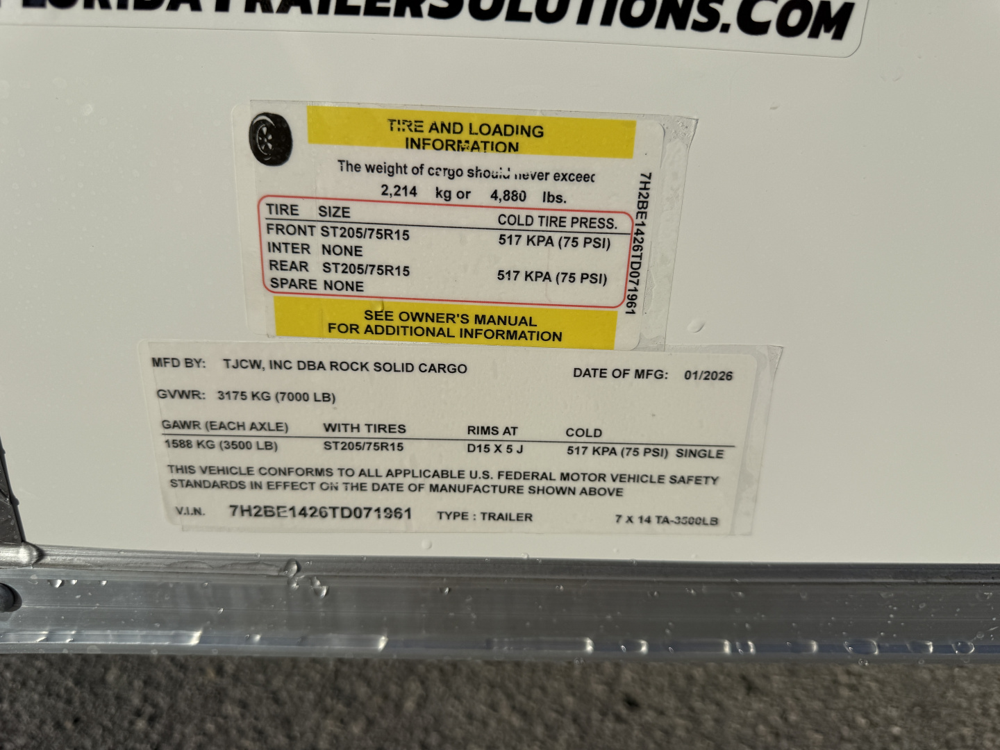 New 2026 Rock Solid Cargo 7x14 Rear Ramp Door 7K Cargo / Enclosed Trailer