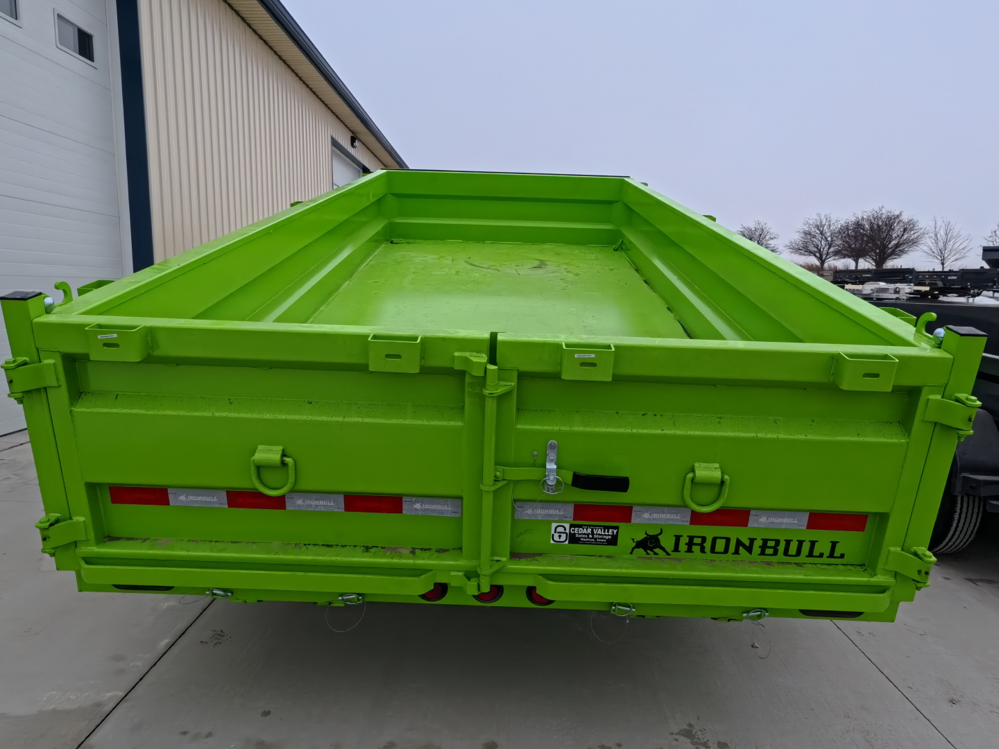 New 2026 Iron Bull DWB 83 x 16 Dump Trailer - Neon Safety Green with Aluminum Ramps and 14,999 lb. GVWR