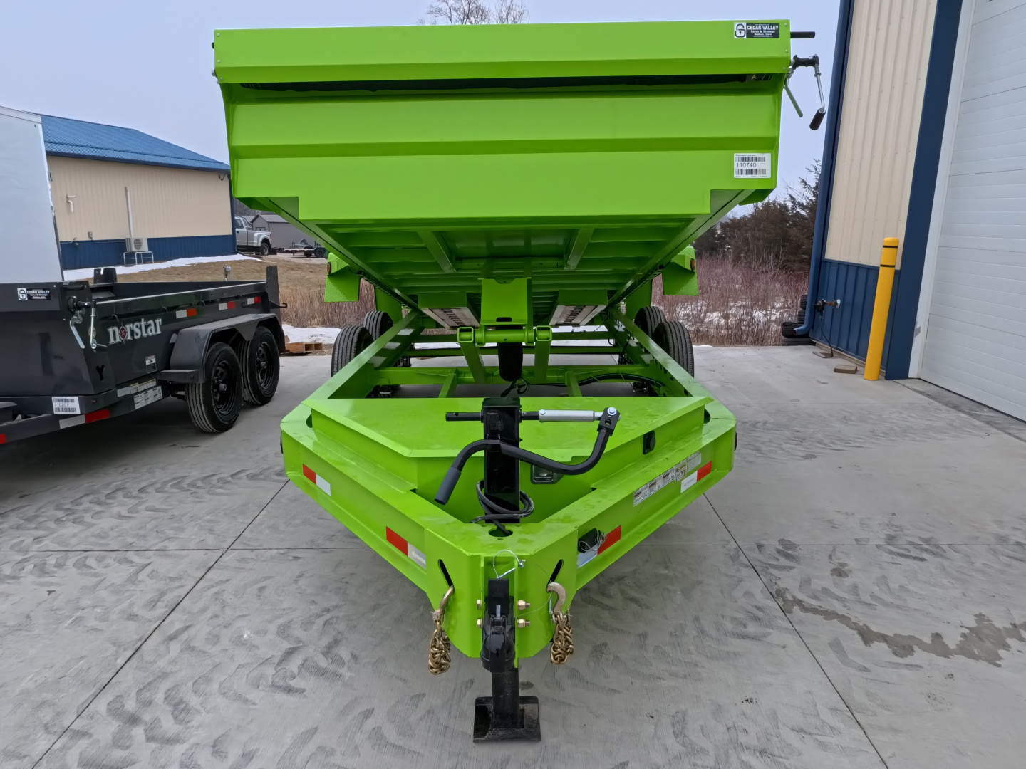 New 2026 Iron Bull DWB 83 x 16 Dump Trailer - Neon Safety Green with Aluminum Ramps and 14,999 lb. GVWR