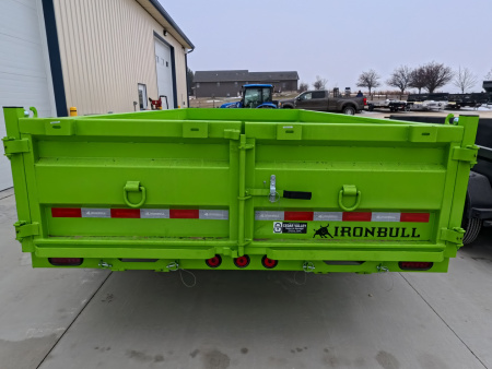 New 2026 Iron Bull DWB 83 x 16 Dump Trailer - Neon Safety Green with Aluminum Ramps and 14,999 lb. GVWR