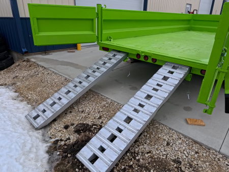 New 2026 Iron Bull DWB 83 x 16 Dump Trailer - Neon Safety Green with Aluminum Ramps and 14,999 lb. GVWR