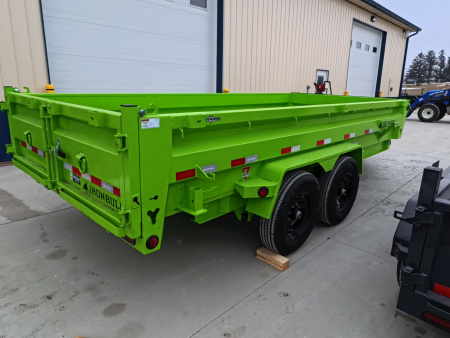 New 2026 Iron Bull DWB 83 x 16 Dump Trailer - Neon Safety Green with Aluminum Ramps and 14,999 lb. GVWR