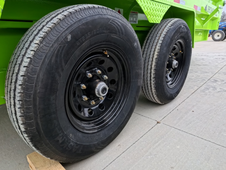 New 2026 Iron Bull DWB 83 x 16 Dump Trailer - Neon Safety Green with Aluminum Ramps and 14,999 lb. GVWR