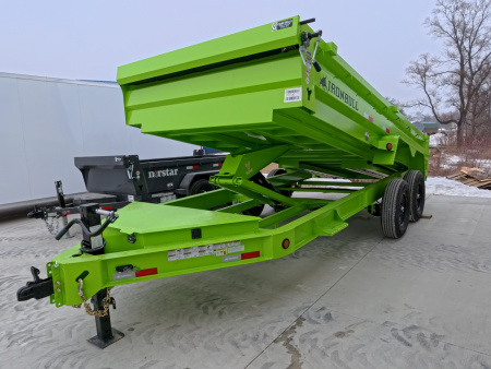 New 2026 Iron Bull DWB 83 x 16 Dump Trailer - Neon Safety Green with Aluminum Ramps and 14,999 lb. GVWR
