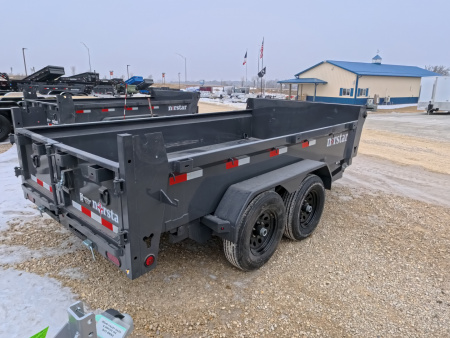 New 2026 Norstar 72x12 DCB Dump Trailer, 9,900lb GVWR, Scissor Lift, Slide-In Ramps, and Tarp Kit