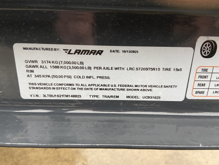 New Lamar 16' Utility Trailer