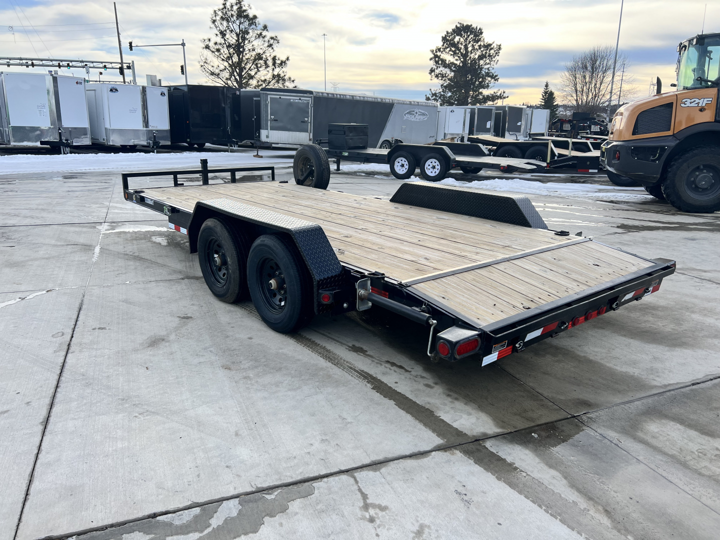Used 2021 Load Trail 18’ flatbed Trailer 2-5200 lb axles=10K, dovetail, removable fenders, Slide In Ramps