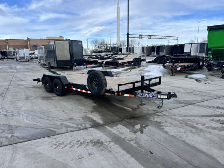 Used 2021 Load Trail 18’ flatbed Trailer 2-5200 lb axles=10K, dovetail, removable fenders, Slide In Ramps