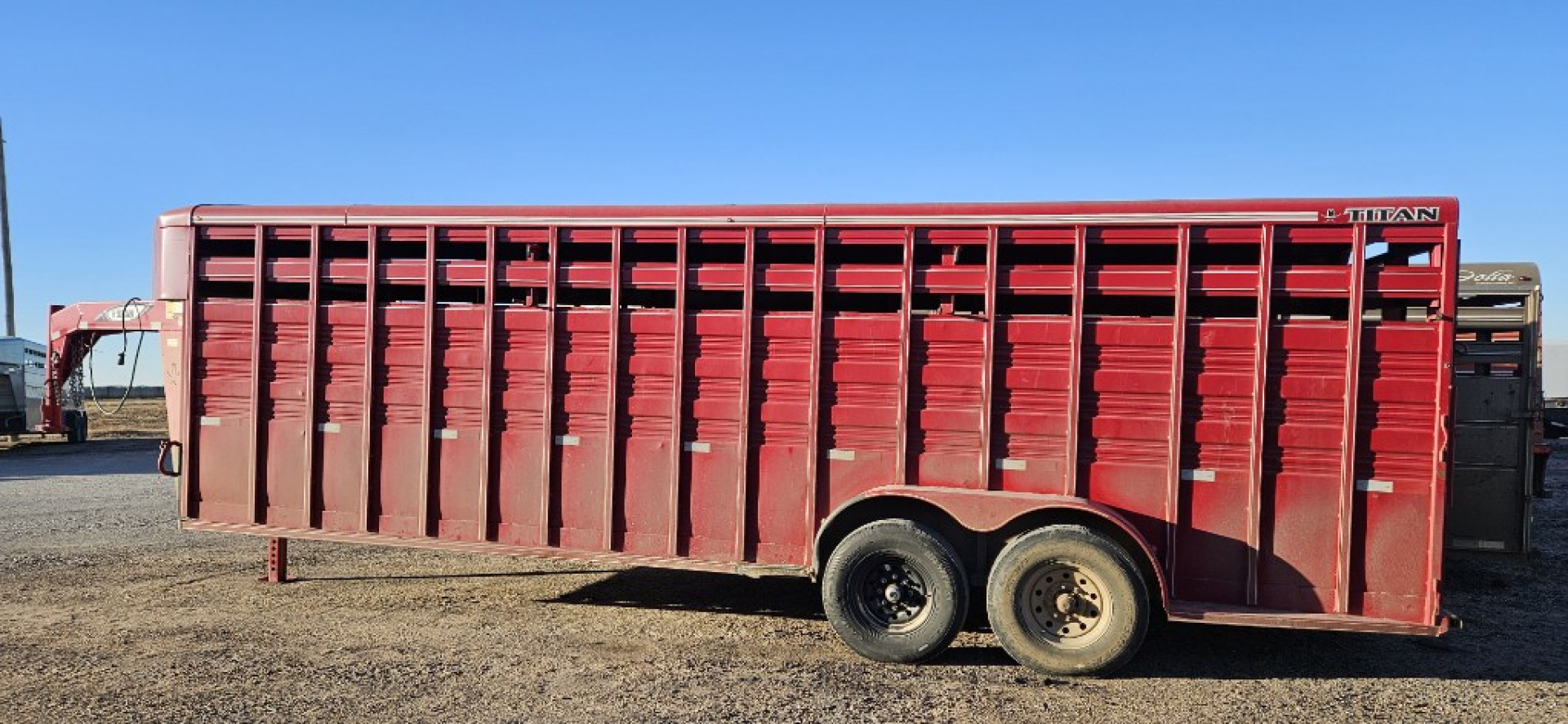 Used 2020 Titan Trailer 6'8 x 24' 1/2 Nose Stock Trailer