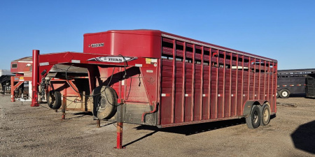 Used 2020 Titan Trailer 6'8 x 24' 1/2 Nose Stock Trailer