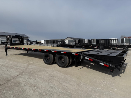 New 2026 H&H 102"x25'+5' 22.5k Heavy Duty Low Profile Dovetail Super Deluxe Ramps Gooseneck Deckover Trailer