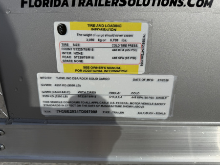 New 2026 Rock Solid Cargo 8.5x20 10K Enclosed Car Hauler