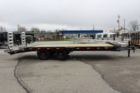 New 2026 Moritz 8' 6" x 18' + 4' Deckover Flatbed w/ Beavertail - Aluminum Ramps - 14,000# GVW