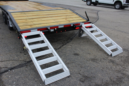 New 2026 Moritz 8' 6" x 18' + 4' Deckover Flatbed w/ Beavertail - Aluminum Ramps - 14,000# GVW